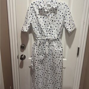 DKNY Short Sleeve Collar Neck Dot Print Dress Size 6